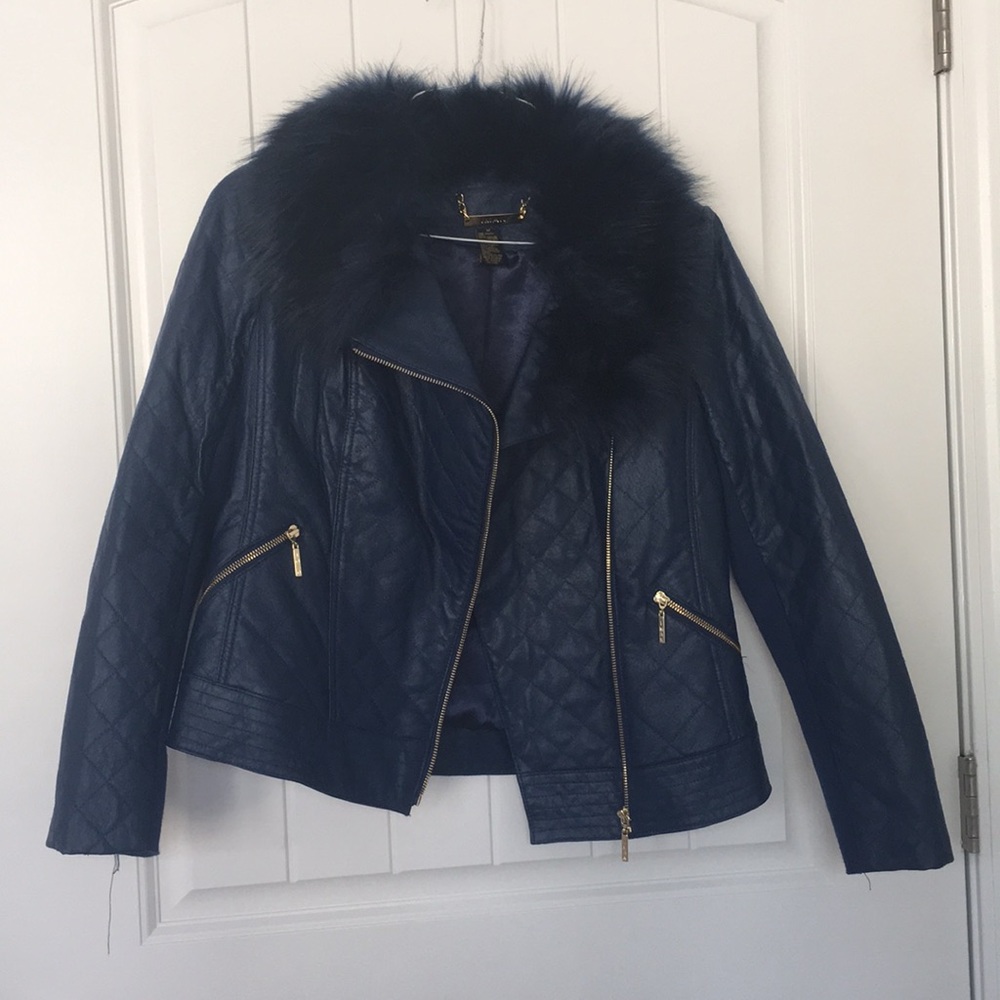 Blue Leather IMAN Jacket